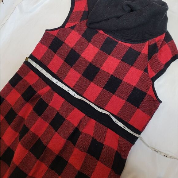 Y2K JJ Always‎ red and black plaid cowl neck tunic sweater mini dress XL - Picture 5 of 6
